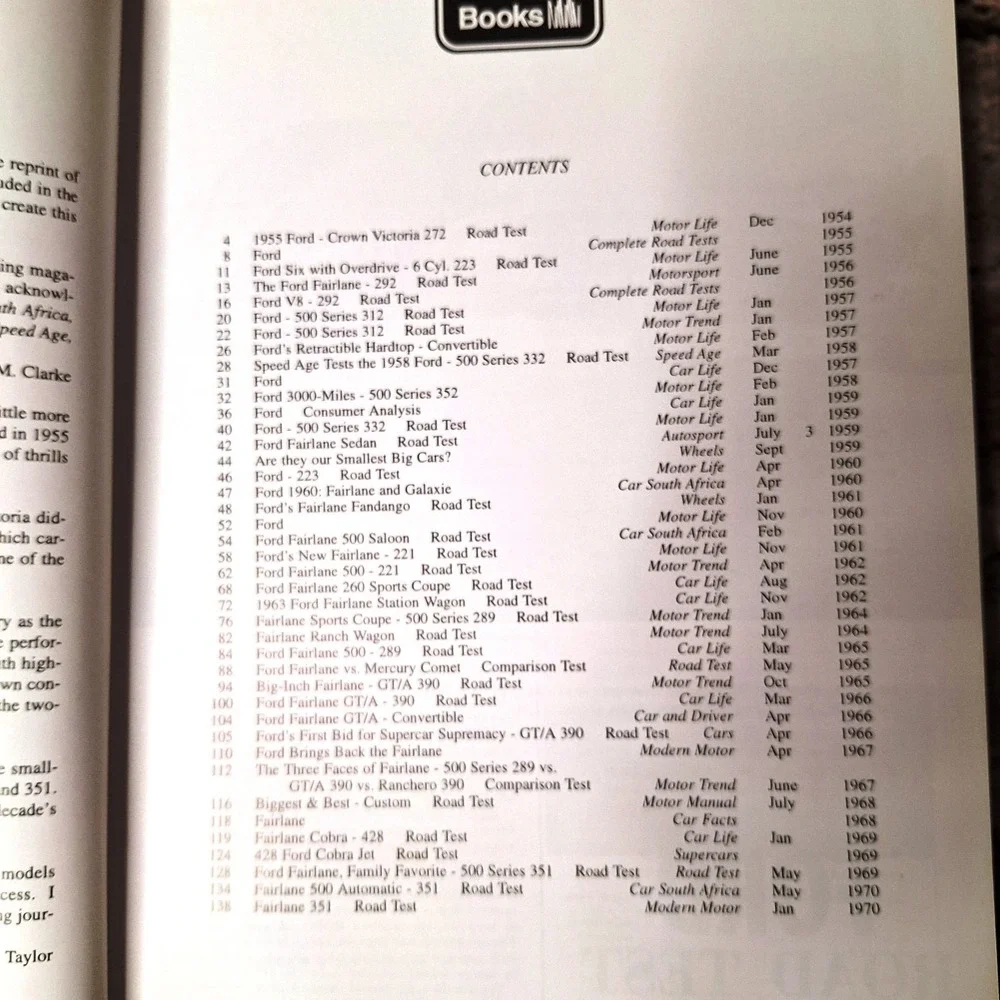 Ford Fairlane Performance Portfolio 1955-1970 Brooklands Books ISBN 1 85520 4584